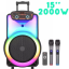 Караоке тонколона с Bluetooth и цветомузика BT-1518 15'' и два безжични микрофона