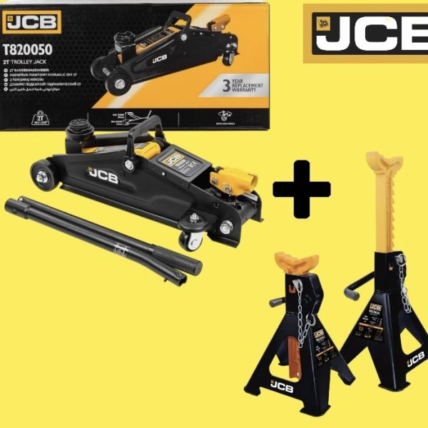 КРИК КРОКОДИЛ 2Т JCB  (135-340MM) +  стойки за автомобил 2 броя JCB  2 тона