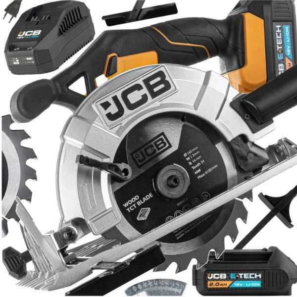 Акумулаторен ръчен циркуляр JCB 18CS-2XB-E , 18 V, 165 мм, с батерия и зарядно