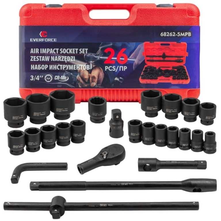 Ударно гедоре комплект EVERFORCE 26 части 6-стенен (3/4"-1", 17-65 mm)