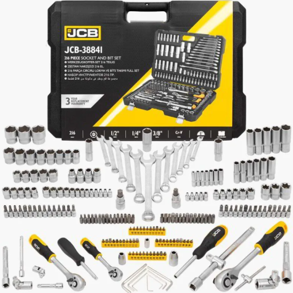 Комплект Гедоре 216ч JCB 1/4“3/8“1/2“