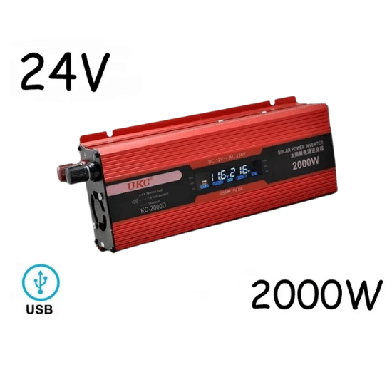 Инвертор на напрежение с дисплей UKC KC-2000D 24V - 220V 2000W