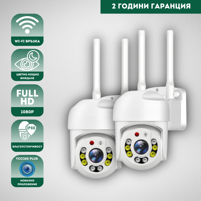 Външна Wifi камера за видеонаблюдение YCC365 Plus – FullHD 2БР