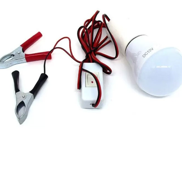 Преносима работна 6w LED лампа с кабел и щипки за акумулатор