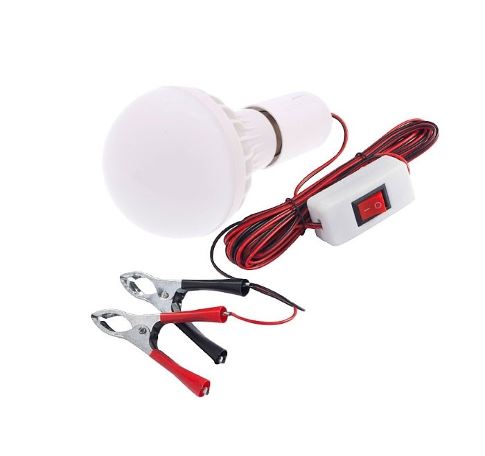 Акумулаторна LED лампа 9w с кабел и щипки за акумулатор