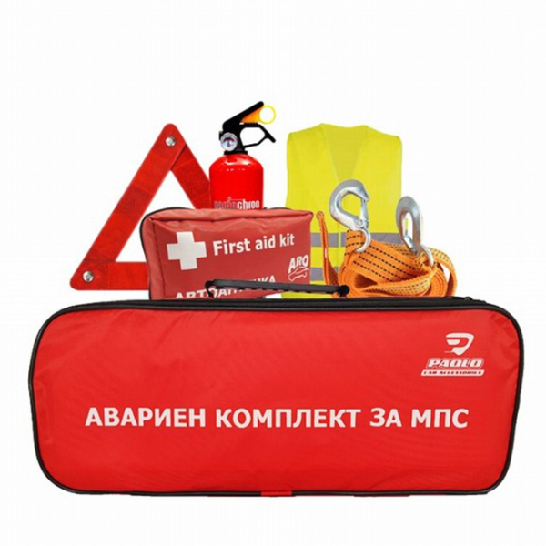 Авариен комплект за автомобил с въже и аптечка