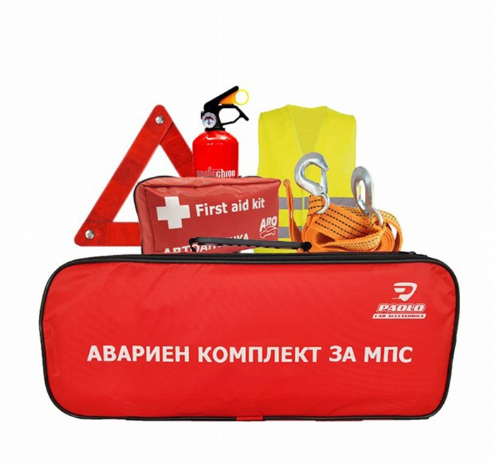 Авариен комплект за автомобил с въже и аптечка