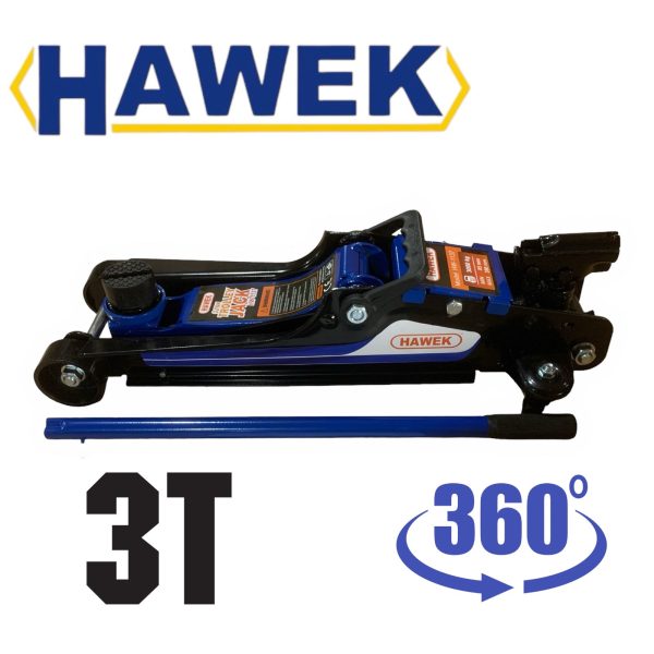 Нископрофилен крик крокодил 3т с въртяща дръжка 360° , HAWEK 85-380mm