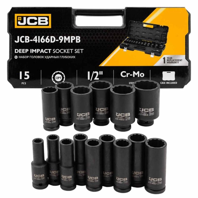 Дълбоки ударни вложки комплект 12-стенни , 15части (10-36мм) , JCB - 4166D-9MPB