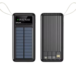 Соларна батерия с LED диспей 10 000 mAh - Power Bank KLGO KP-97 с 4 вградени кабела