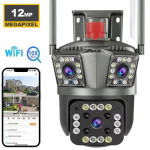 Външна тройна WiFi камера с 42 диода 12MP, аларма и 10x ZOOM