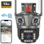 Външна тройна WiFi камера с 42 диода 12MP, аларма и 10x ZOOM