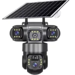 Соларна камера със SIM карта – 4х6MP, V380PRO, Черна, четворен обектив, нощно виждане