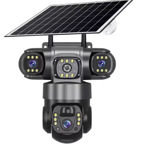 Соларна камера със SIM карта – 4х6MP, V380PRO, Черна, четворен обектив, нощно виждане